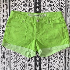 Express Neon Green Shorts.